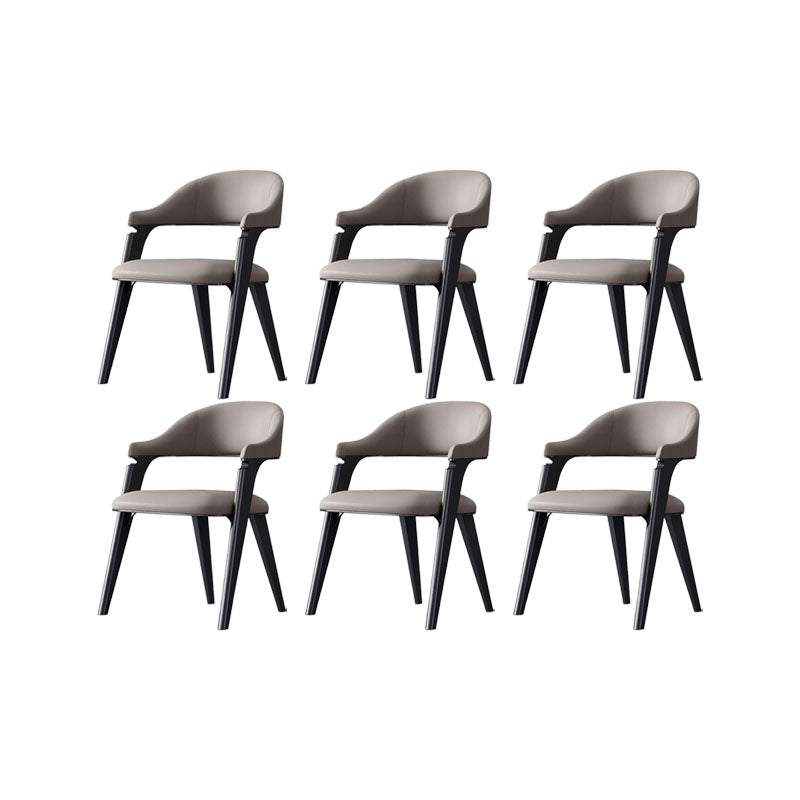 Industrial Style Arm Dining Chair Faux Leather Open Back Dining Chair for Bedroom