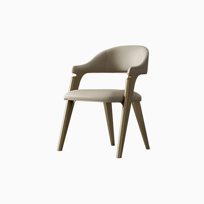 Industrial Style Arm Dining Chair Faux Leather Open Back Dining Chair for Bedroom