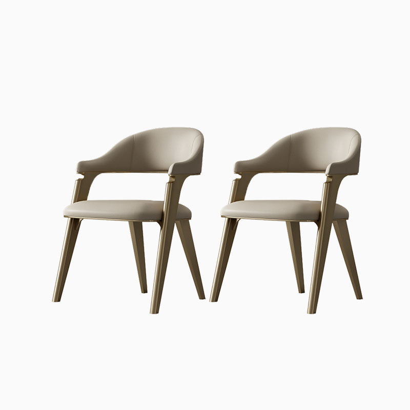 Industrial Style Arm Dining Chair Faux Leather Open Back Dining Chair for Bedroom