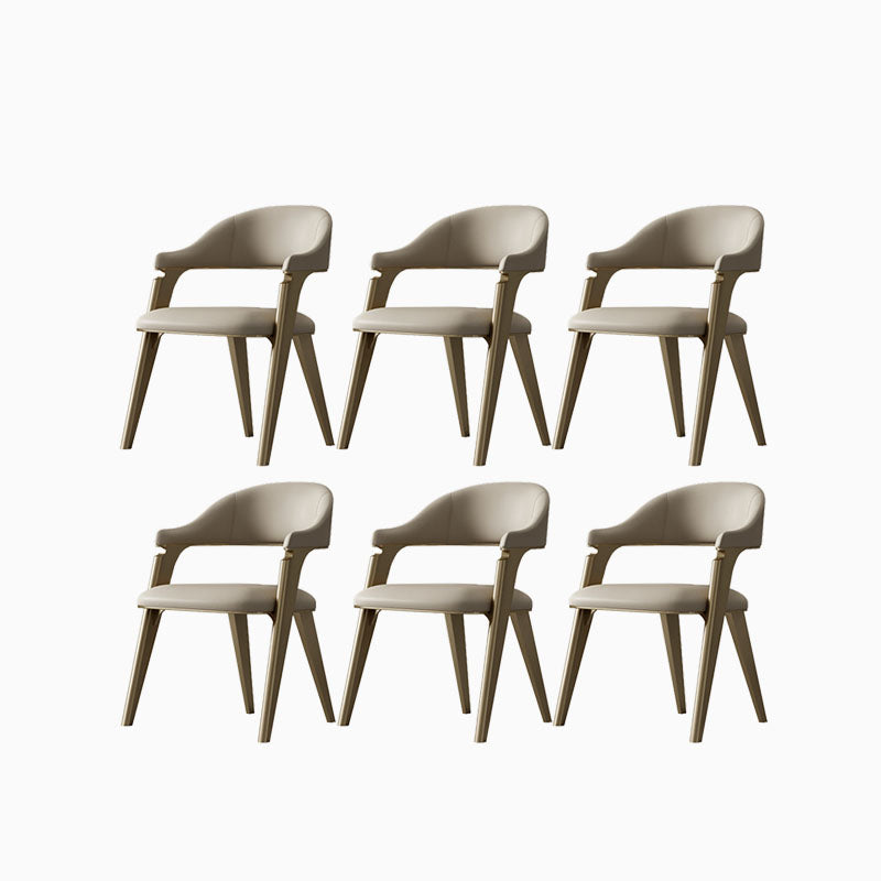 Industrial Style Arm Dining Chair Faux Leather Open Back Dining Chair for Bedroom