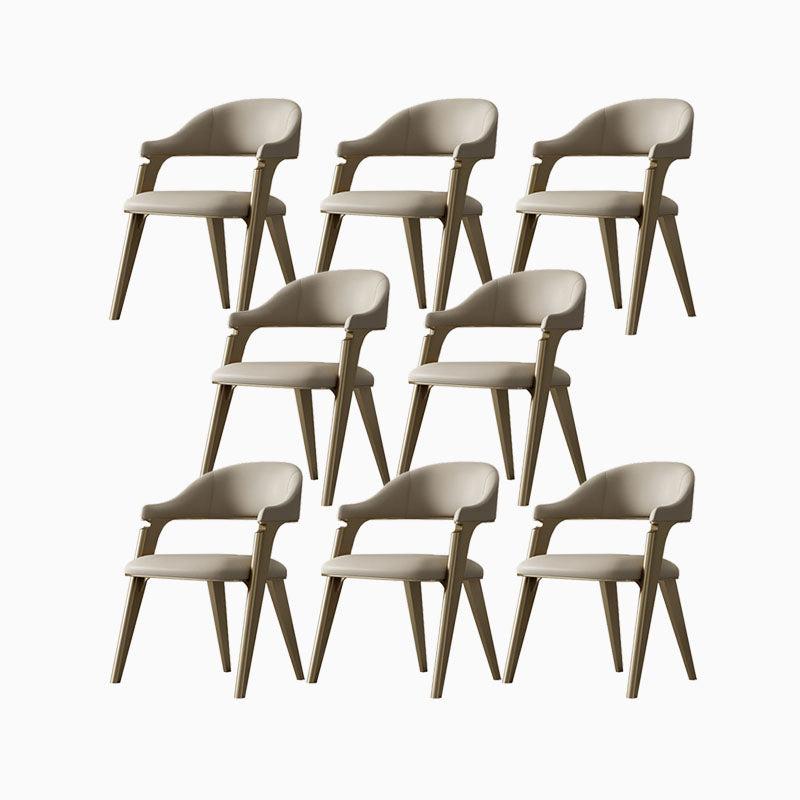 Industrial Style Arm Dining Chair Faux Leather Open Back Dining Chair for Bedroom