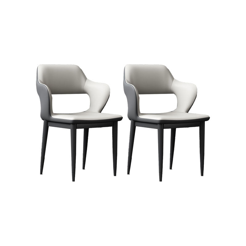 Industrial Style Arm Dining Chair Faux Leather Open Back Dining Chair for Living Room