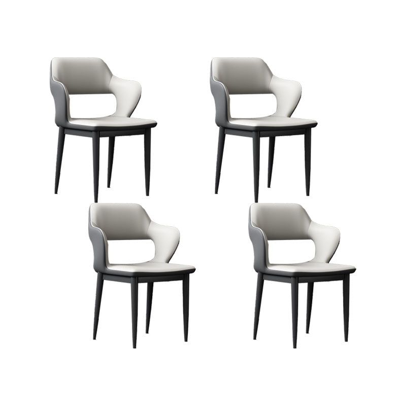 Industrial Style Arm Dining Chair Faux Leather Open Back Dining Chair for Living Room