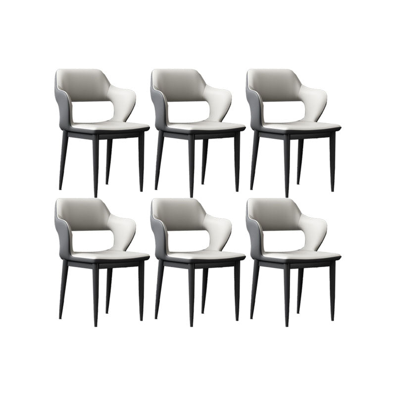 Industrial Style Arm Dining Chair Faux Leather Open Back Dining Chair for Living Room