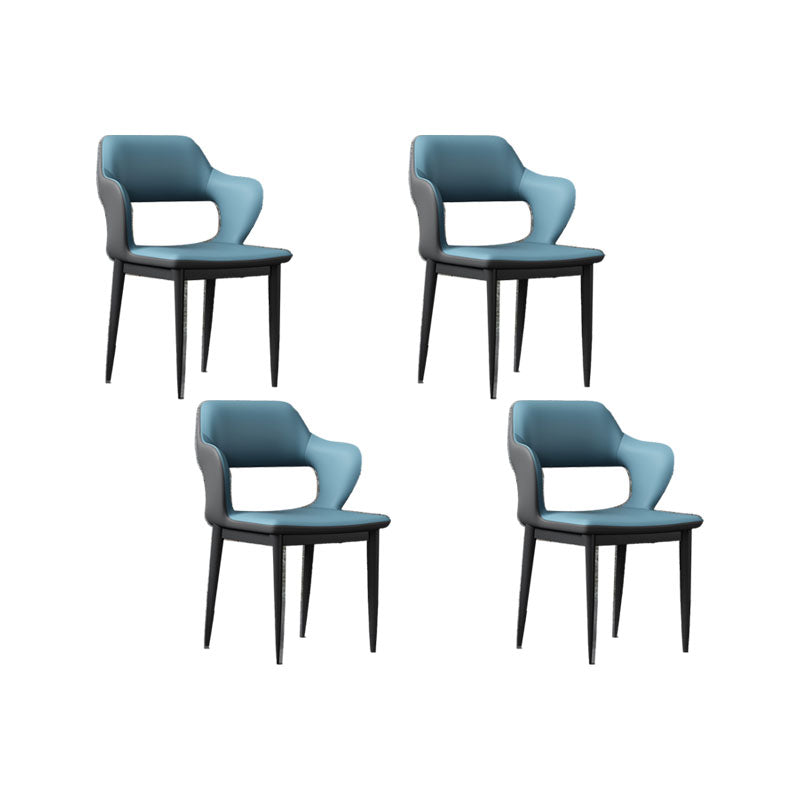 Industrial Style Arm Dining Chair Faux Leather Open Back Dining Chair for Living Room