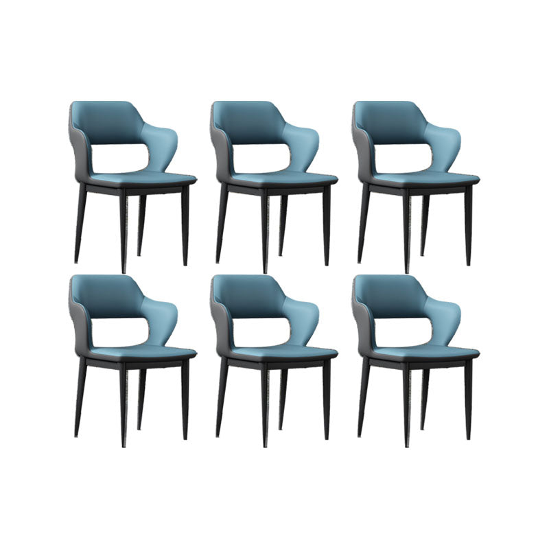 Industrial Style Arm Dining Chair Faux Leather Open Back Dining Chair for Living Room