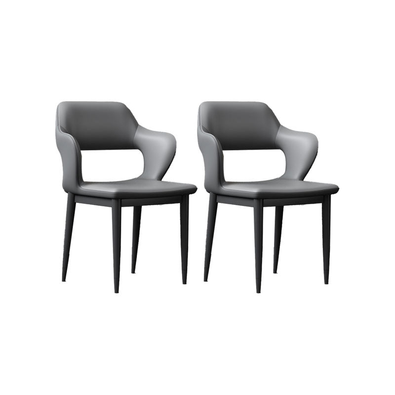Industrial Style Arm Dining Chair Faux Leather Open Back Dining Chair for Living Room