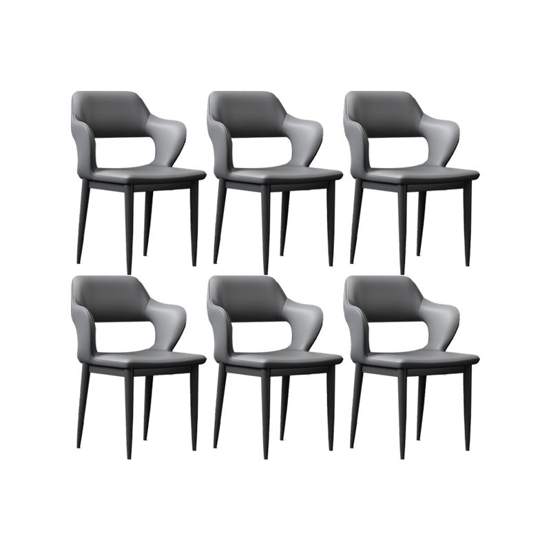 Industrial Style Arm Dining Chair Faux Leather Open Back Dining Chair for Living Room