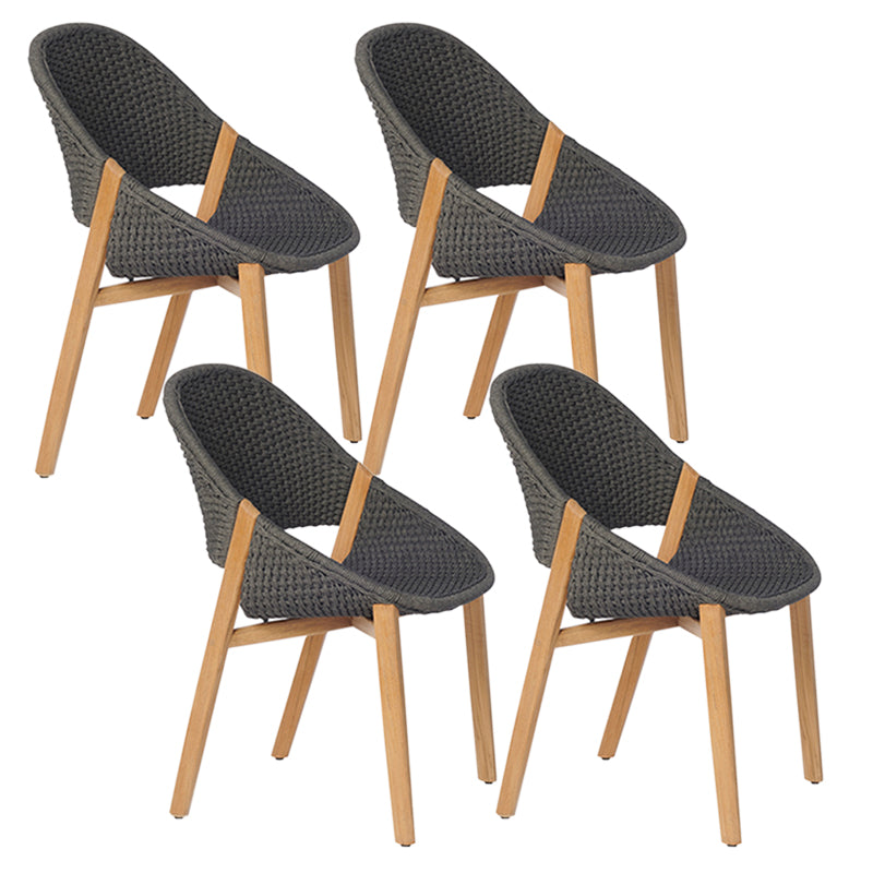 Contemporary Open Back Dining Armchair Solid Wood Outdoors Dining Chairs