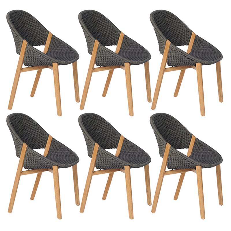 Contemporary Open Back Dining Armchair Solid Wood Outdoors Dining Chairs
