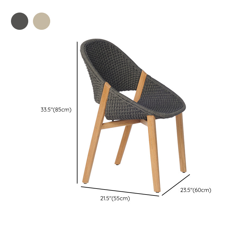 Contemporary Open Back Dining Armchair Solid Wood Outdoors Dining Chairs