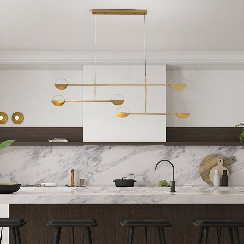 4-Light Golden/Black Island Lighting Modern Unique LED Ceiling Light for Dining Room