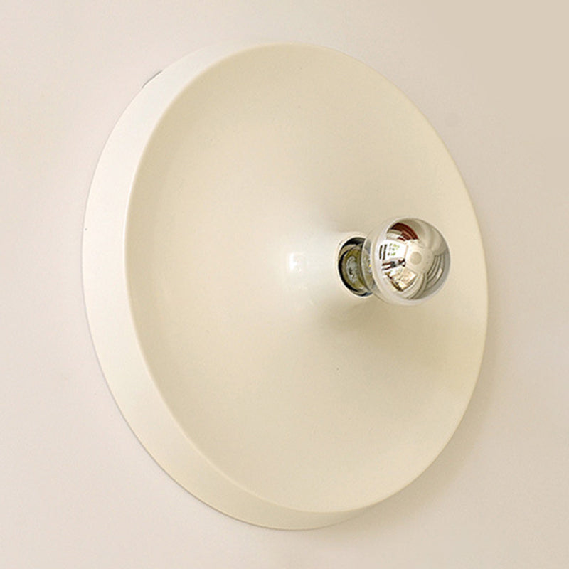 Metal Round Wall Sconce Single Light Contemporary Wall Light in Chrome / White / Orange