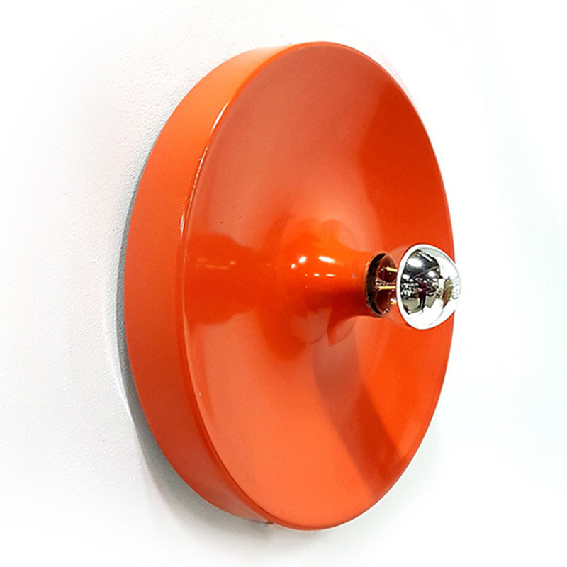 Metal Round Wall Sconce Single Light Contemporary Wall Light in Chrome / White / Orange