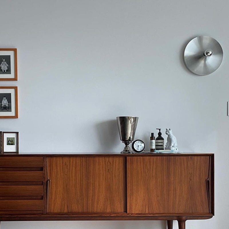 Metal Round Wall Sconce Single Light Contemporary Wall Light in Chrome / White / Orange