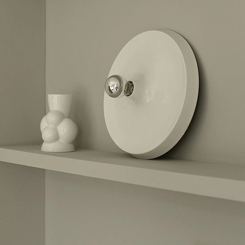 Metal Round Wall Sconce Single Light Contemporary Wall Light in Chrome / White / Orange