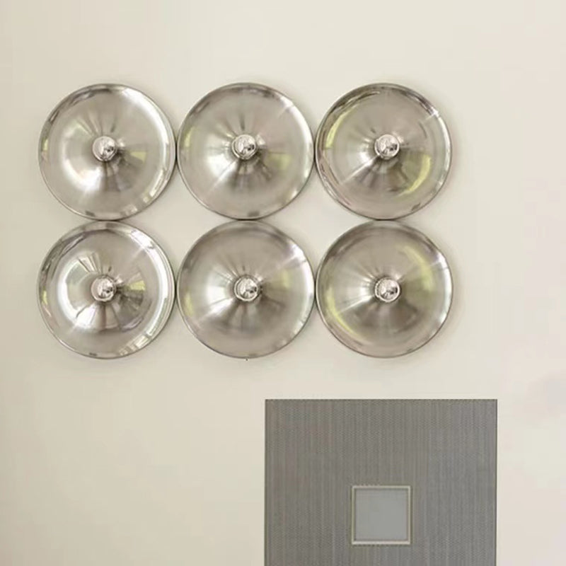 Metal Round Wall Sconce Single Light Contemporary Wall Light in Chrome / White / Orange