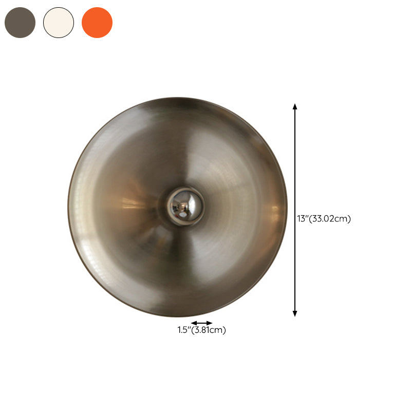 Metal Round Wall Sconce Single Light Contemporary Wall Light in Chrome / White / Orange