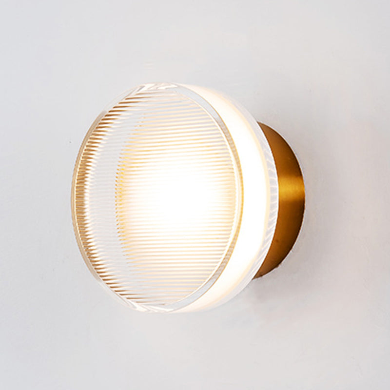 Round LED Wall Sconce in Black / Gold Aluminum and Acrylic Wall Lamp