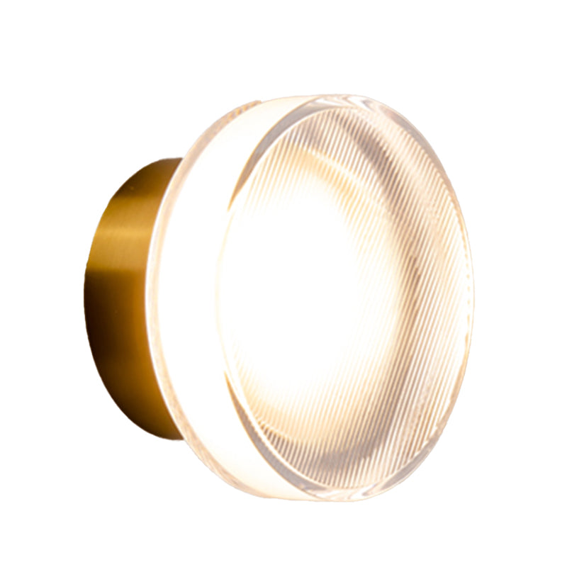 Round LED Wall Sconce in Black / Gold Aluminum and Acrylic Wall Lamp