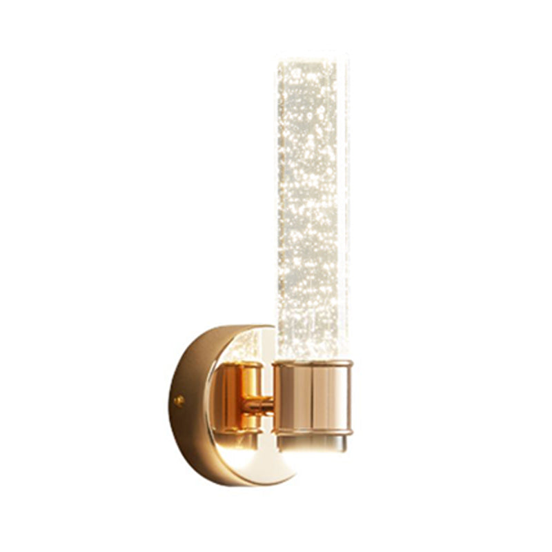 Modern Metal Wall Sconce Cylinder Shape Wall Light with Crystal Shade for Dining Room