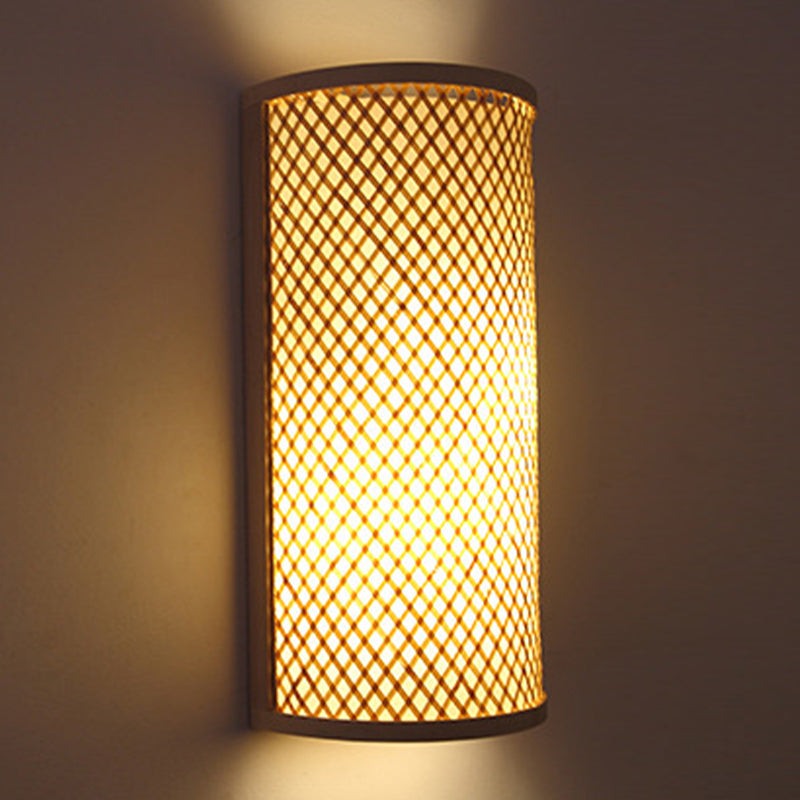 1 Light Geometric Flush Mount Wall Sconce Contemporary Rattan Wall Light Sconces