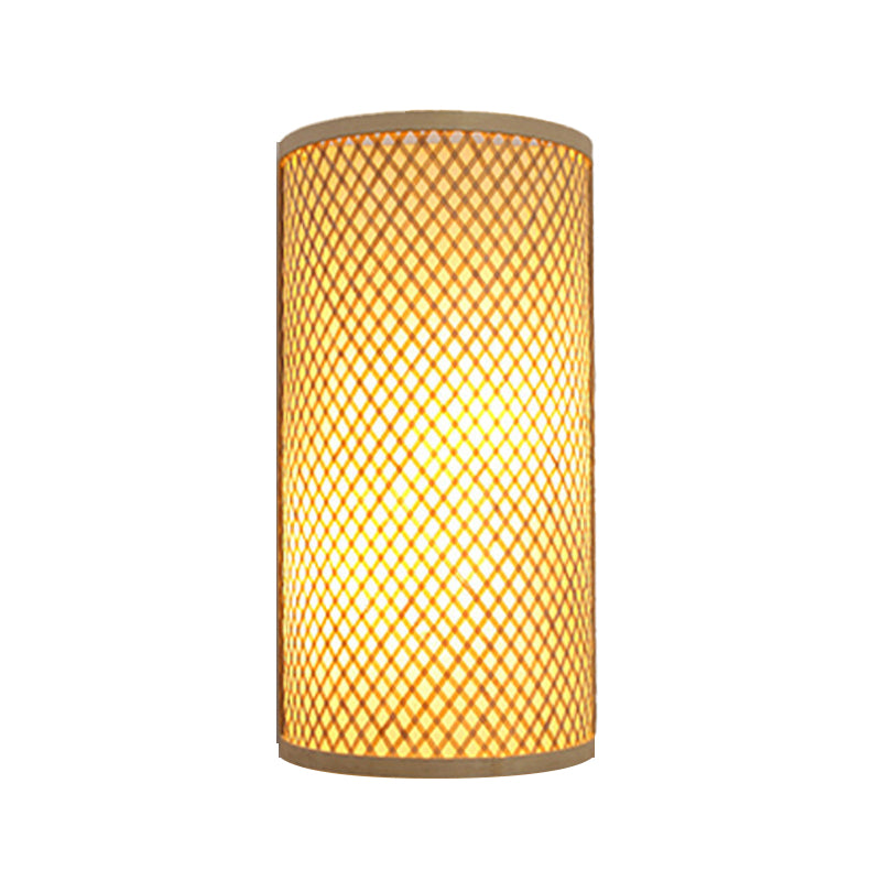 1 Light Geometric Flush Mount Wall Sconce Contemporary Rattan Wall Light Sconces