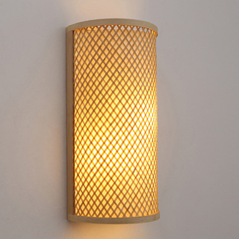 1 Light Geometric Flush Mount Wall Sconce Contemporary Rattan Wall Light Sconces