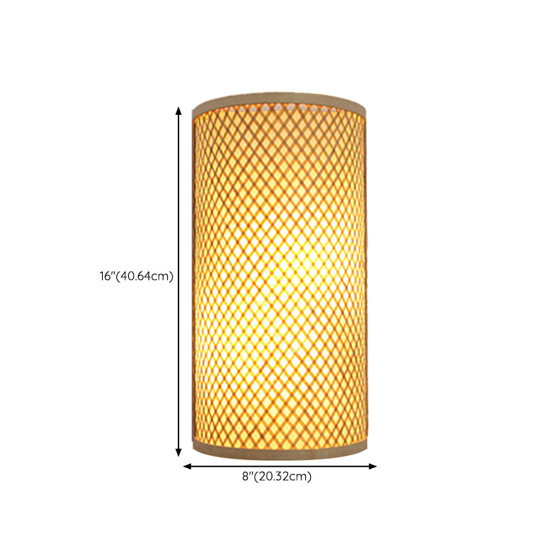 1 Light Geometric Flush Mount Wall Sconce Contemporary Rattan Wall Light Sconces