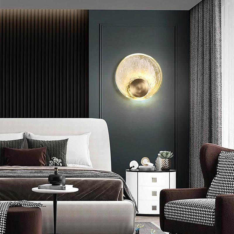 Round Shape Crystal Vanity Sconce Light Modern Style 1-Light Vanity Mirror Lights in Brass