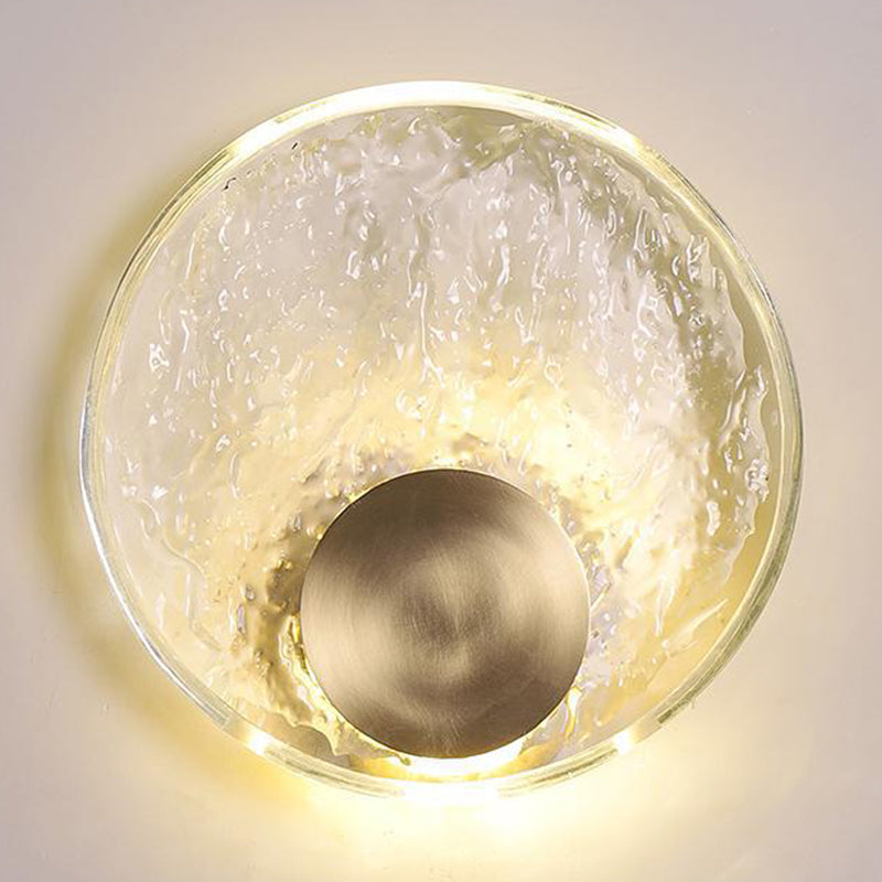 Round Shape Crystal Vanity Sconce Light Modern Style 1-Light Vanity Mirror Lights in Brass