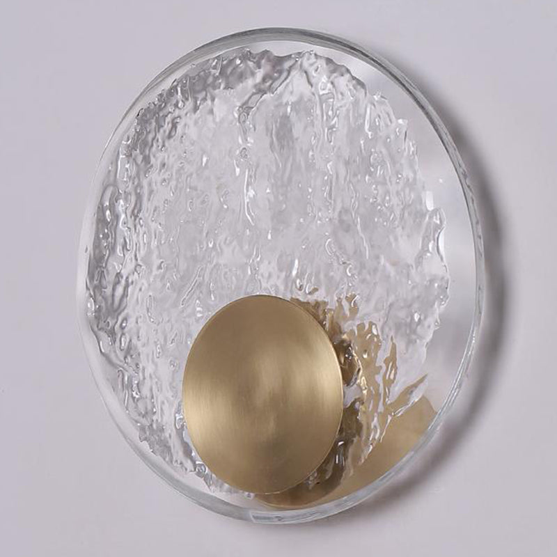 Round Shape Crystal Vanity Sconce Light Modern Style 1-Light Vanity Mirror Lights in Brass