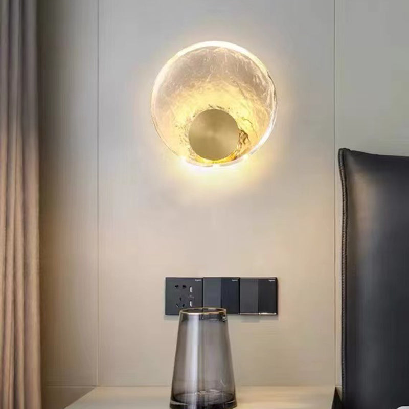 Round Shape Crystal Vanity Sconce Light Modern Style 1-Light Vanity Mirror Lights in Brass