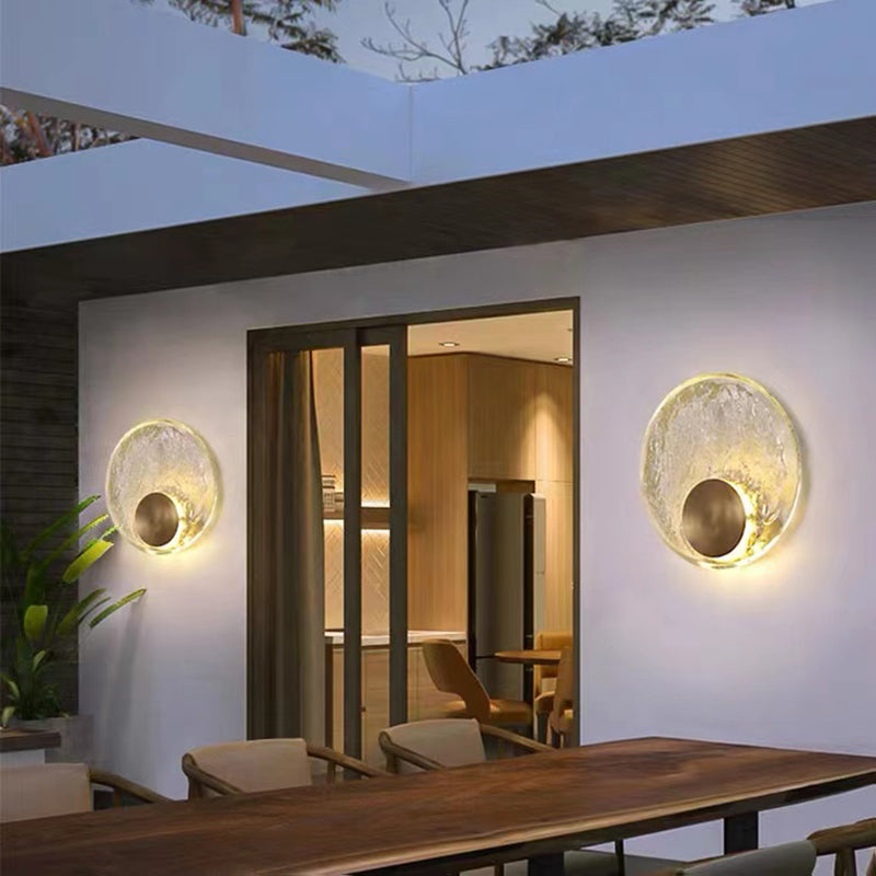 Round Shape Crystal Vanity Sconce Light Modern Style 1-Light Vanity Mirror Lights in Brass