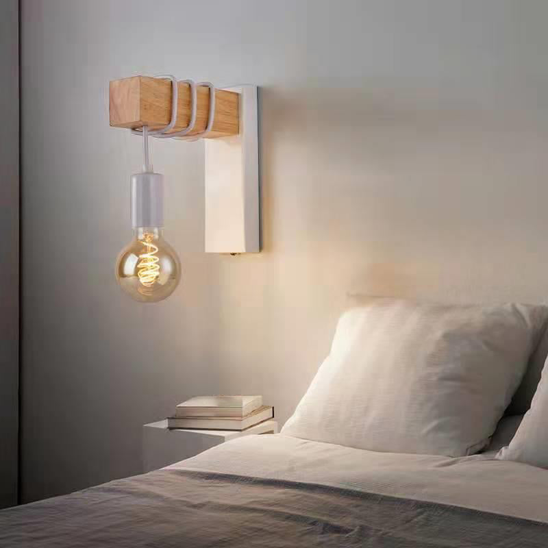 Bulb Shape Wood Vanity Sconce Light Modern Style 1-Light Vanity Mirror Lights