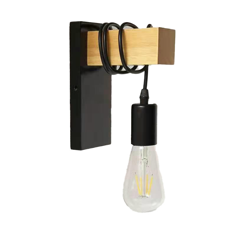 Bulb Shape Wood Vanity Sconce Light Modern Style 1-Light Vanity Mirror Lights