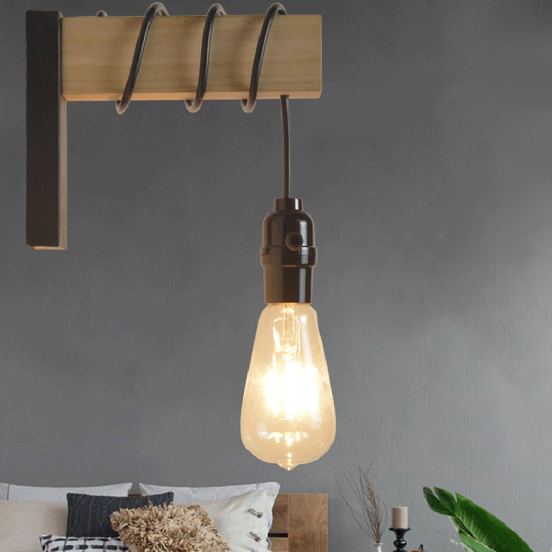 Bulb Shape Wood Vanity Sconce Light Modern Style 1-Light Vanity Mirror Lights