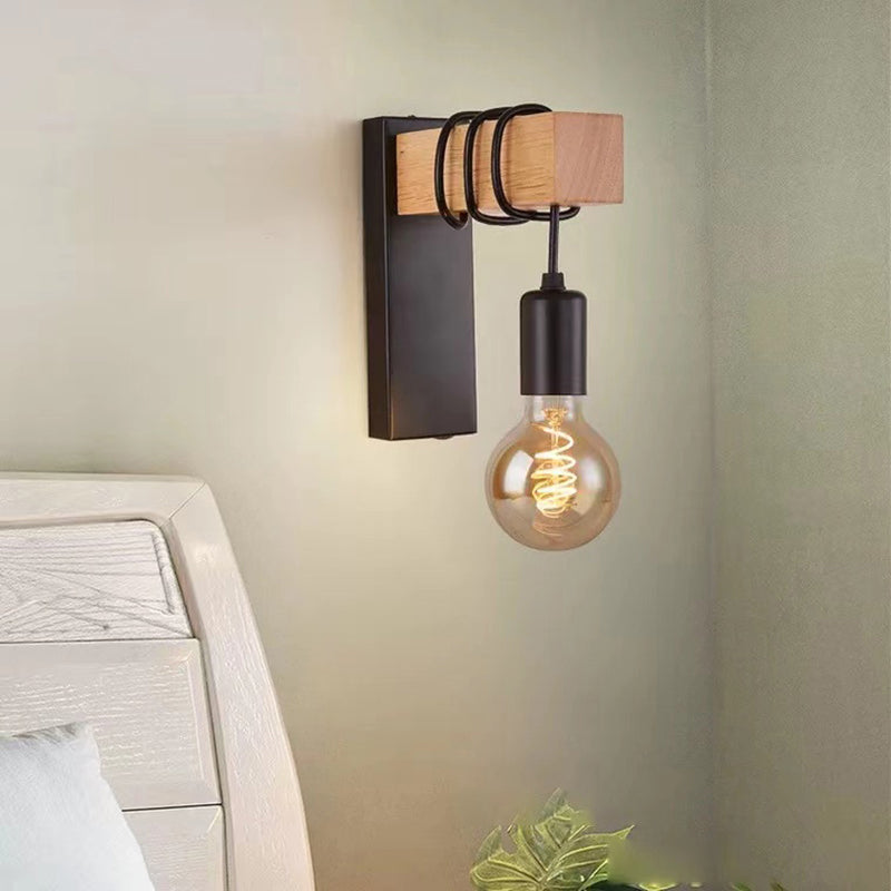 Bulb Shape Wood Vanity Sconce Light Modern Style 1-Light Vanity Mirror Lights