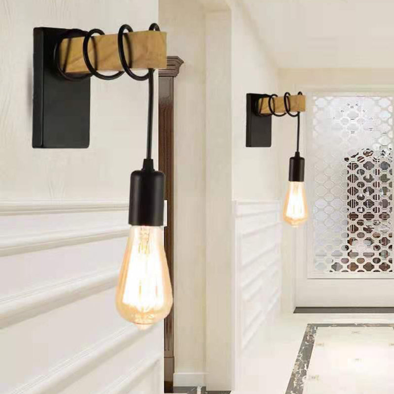 Bulb Shape Wood Vanity Sconce Light Modern Style 1-Light Vanity Mirror Lights