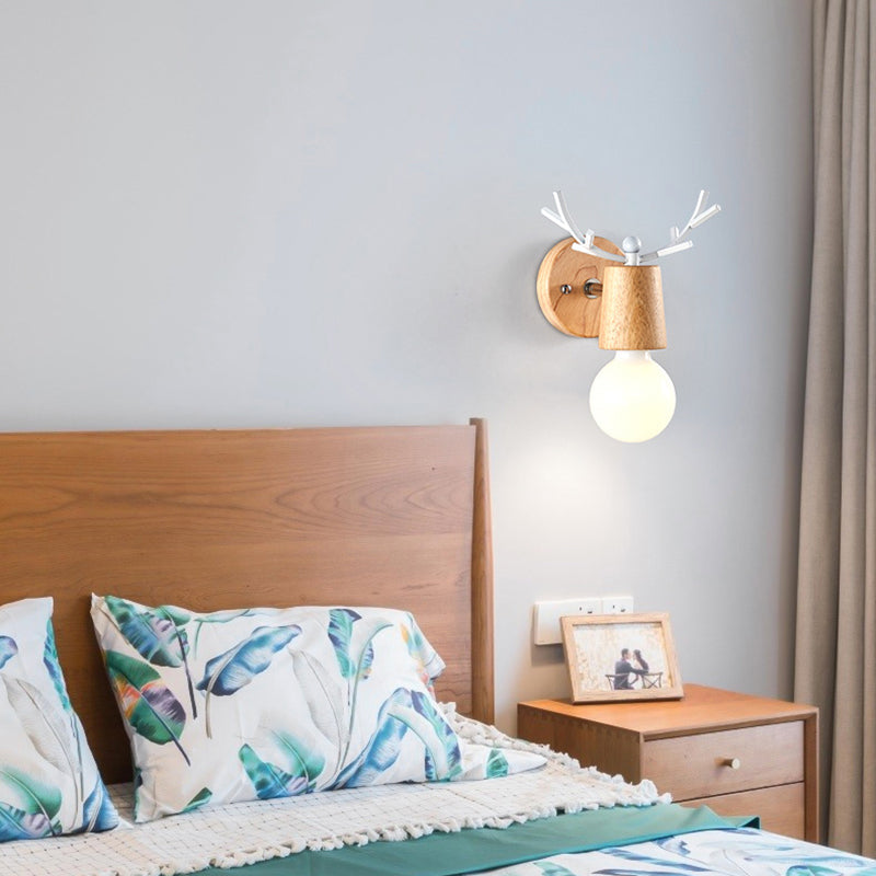 Nordic Style Vanity Light Antler Shape Vanity Lamp with Glass Shade for Shower Room