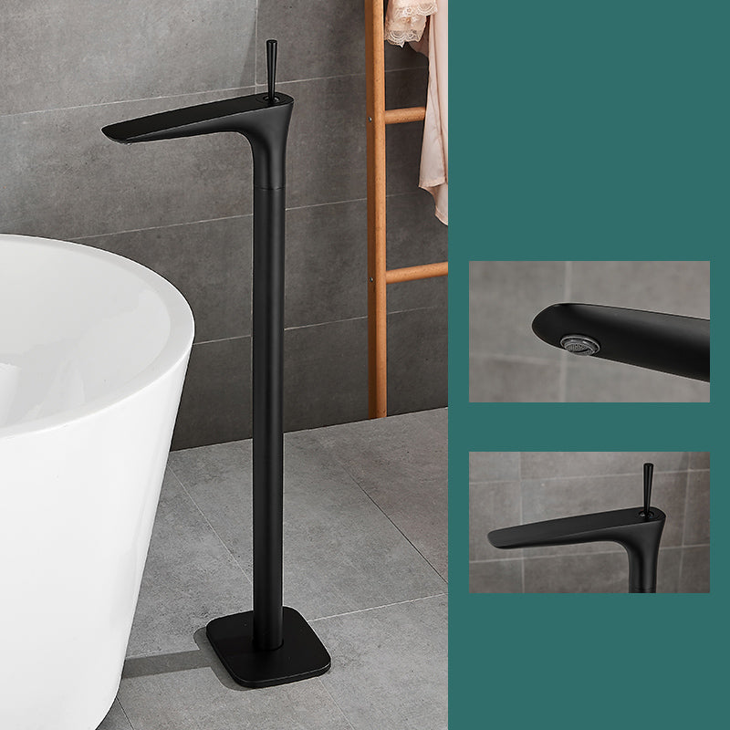 Floor Mount Bathroom Faucet Solid Color Low Arc Freestanding Tub Faucet