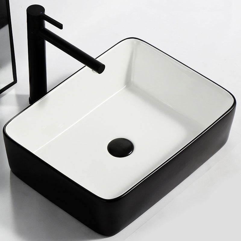 Modern Bathroom Sink Pop-Up Drain Rectangular Trough Sink without Faucet