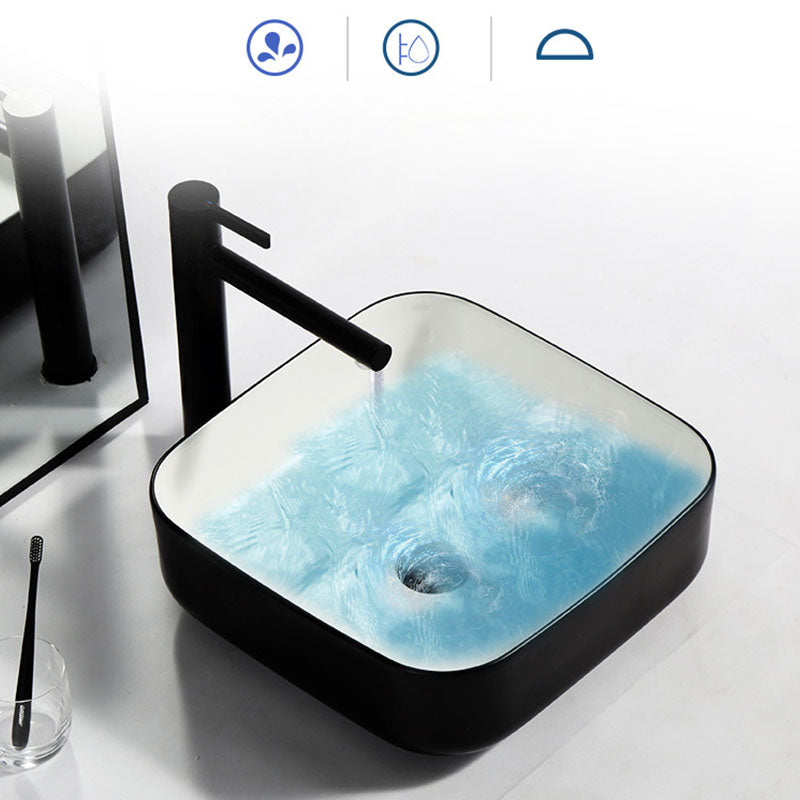 Modern Bathroom Sink Pop-Up Drain Rectangular Trough Sink without Faucet