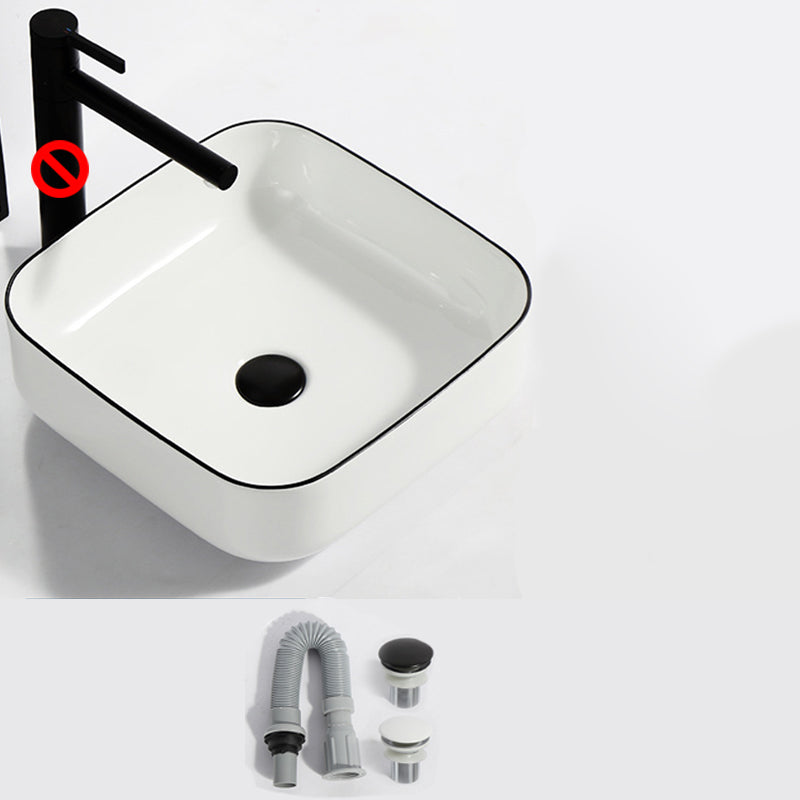 Modern Bathroom Sink Pop-Up Drain Rectangular Trough Sink without Faucet