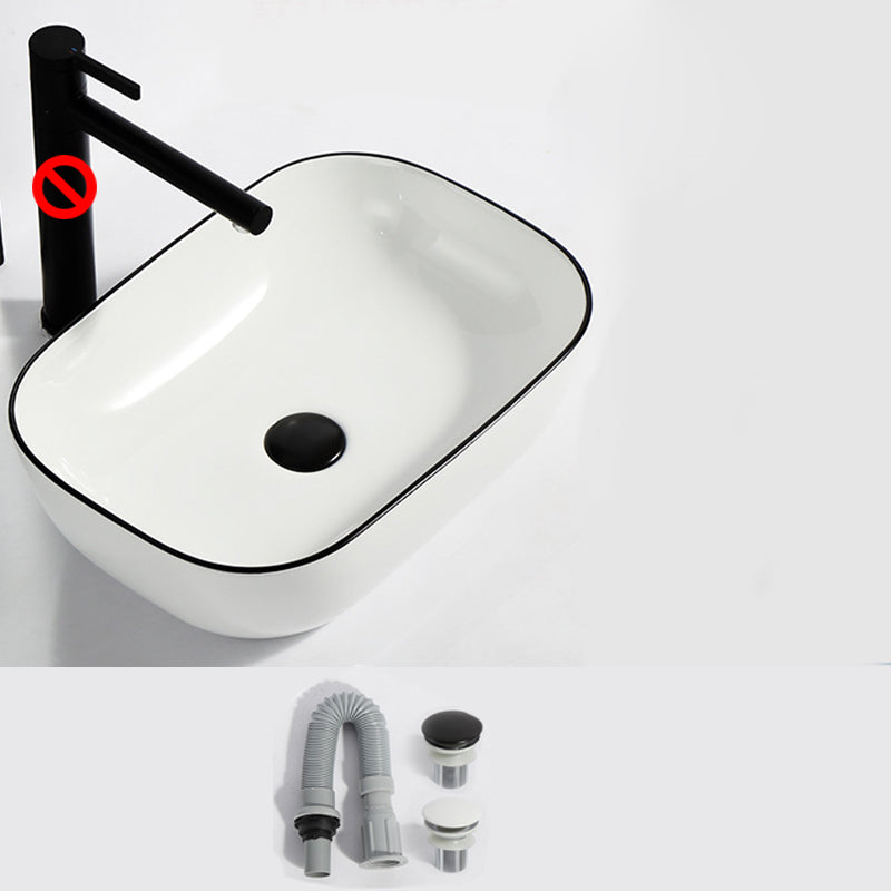 Modern Bathroom Sink Pop-Up Drain Rectangular Trough Sink without Faucet