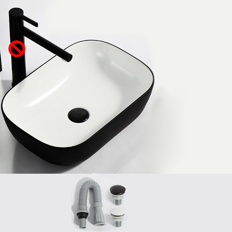 Modern Bathroom Sink Pop-Up Drain Rectangular Trough Sink without Faucet