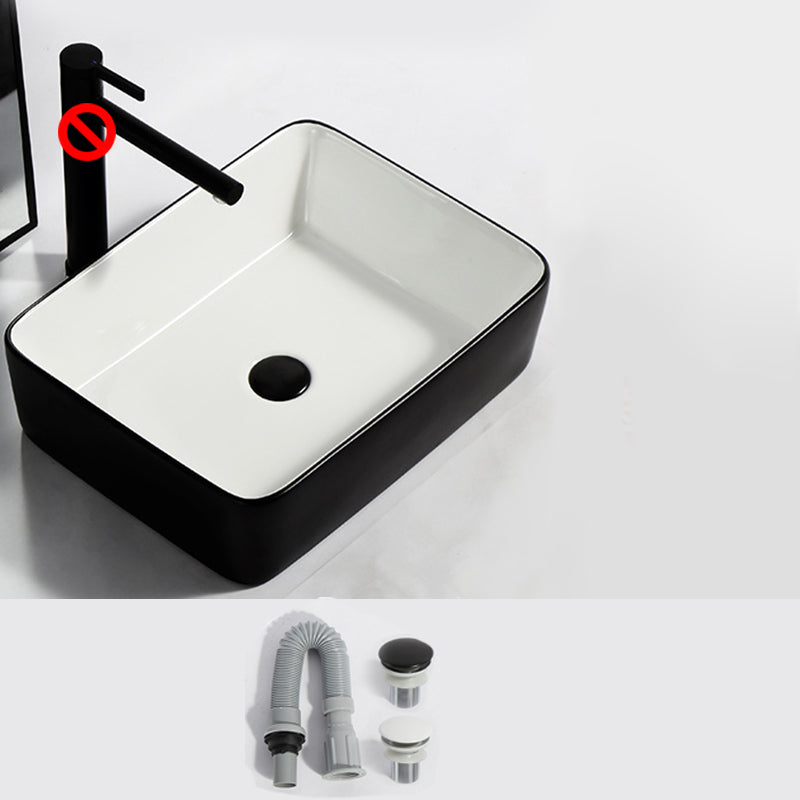 Modern Bathroom Sink Pop-Up Drain Rectangular Trough Sink without Faucet