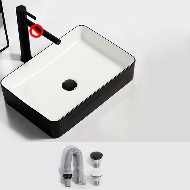 Modern Bathroom Sink Pop-Up Drain Rectangular Trough Sink without Faucet