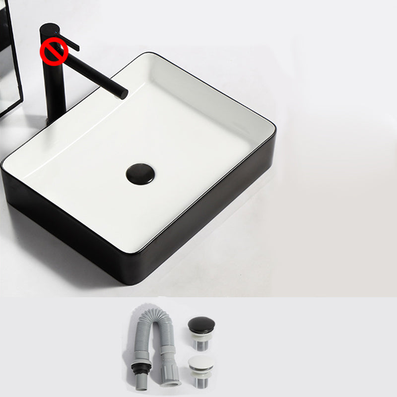 Modern Bathroom Sink Pop-Up Drain Rectangular Trough Sink without Faucet
