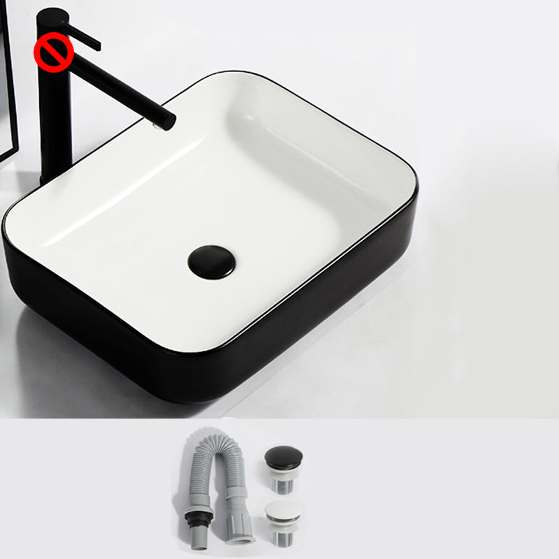 Modern Bathroom Sink Pop-Up Drain Rectangular Trough Sink without Faucet